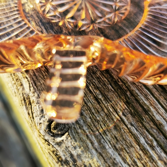 Vintage Pink Four Leaf Clover Cut Glass Trinket Dish - Picture 7 of 12